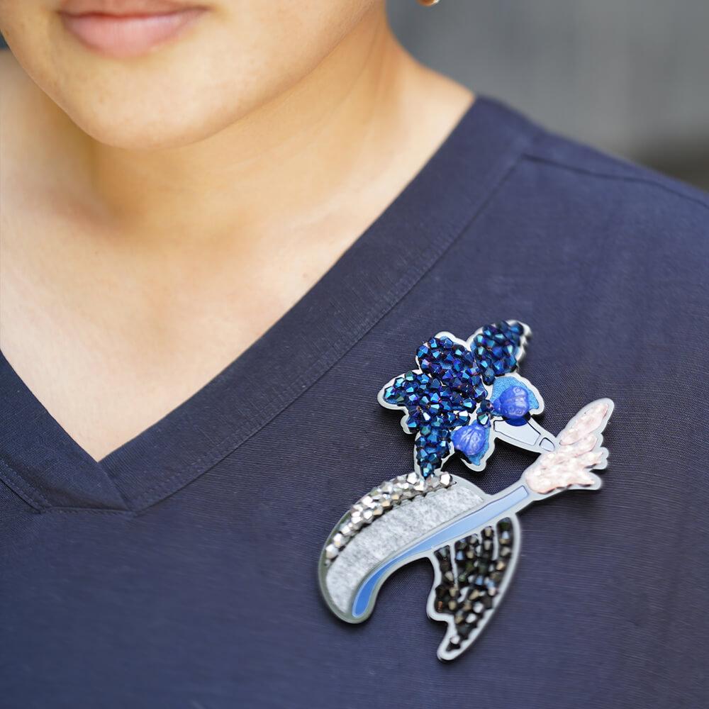 Blue Lily Magnetic Brooch