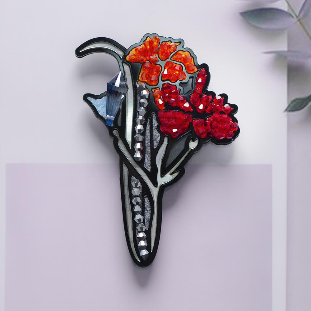 Red Carnations Magnetic Brooch