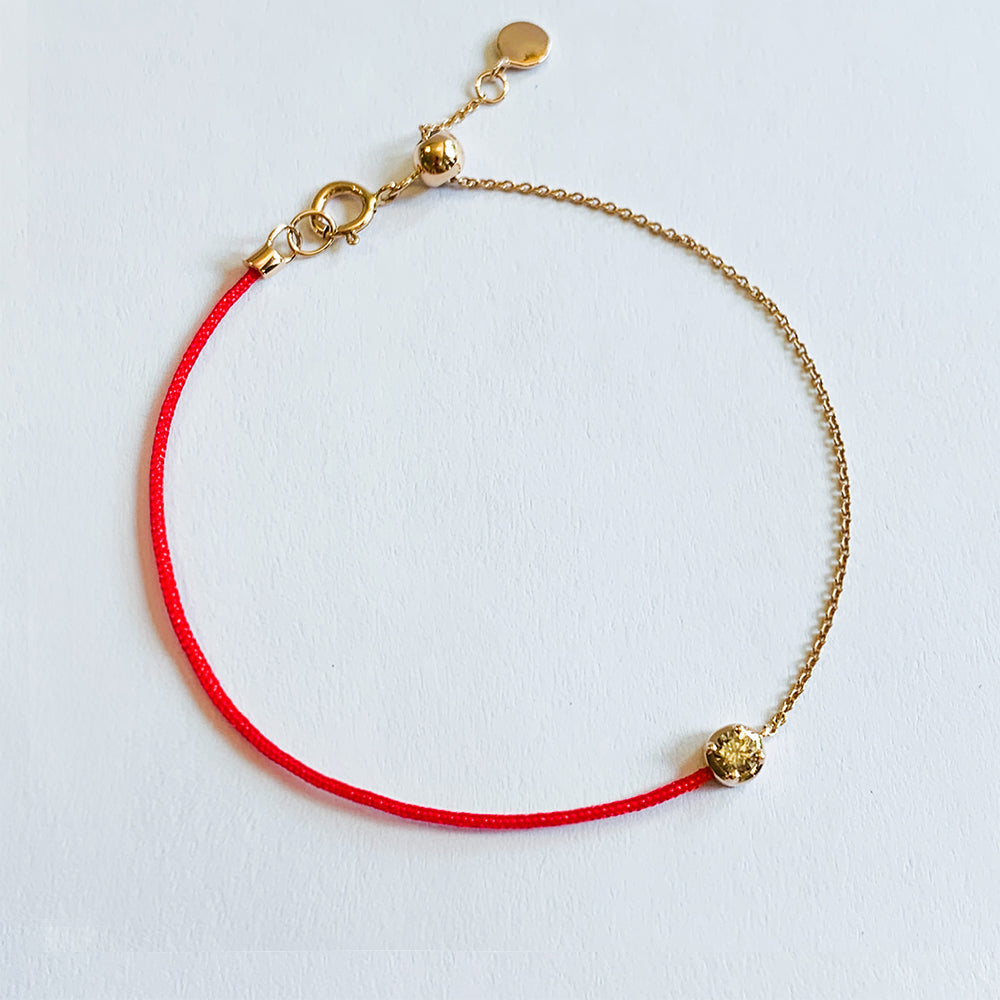 14K Rose Gold Brown Diamond String Bracelet