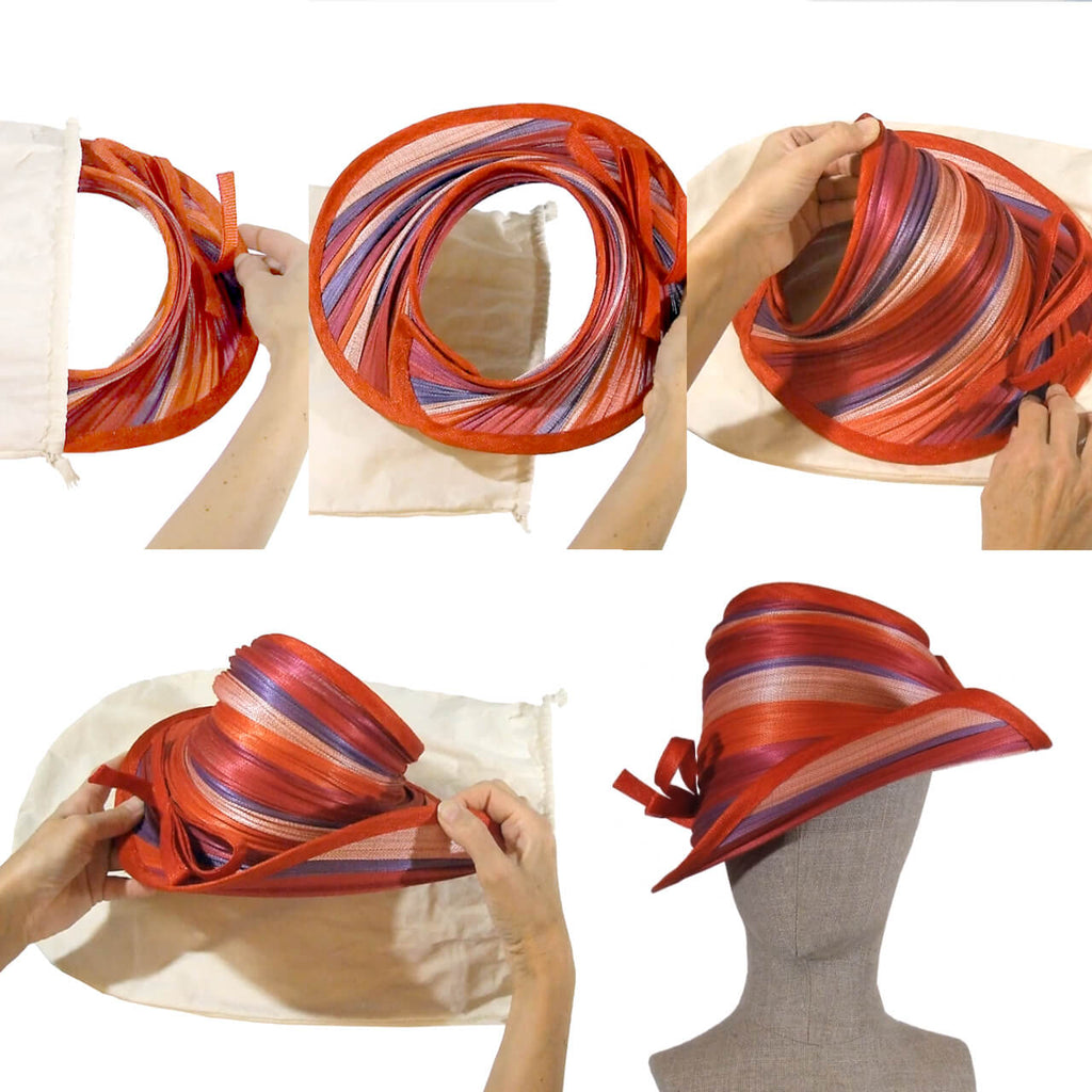 Foldable Buntal Lurex Hat With Bow