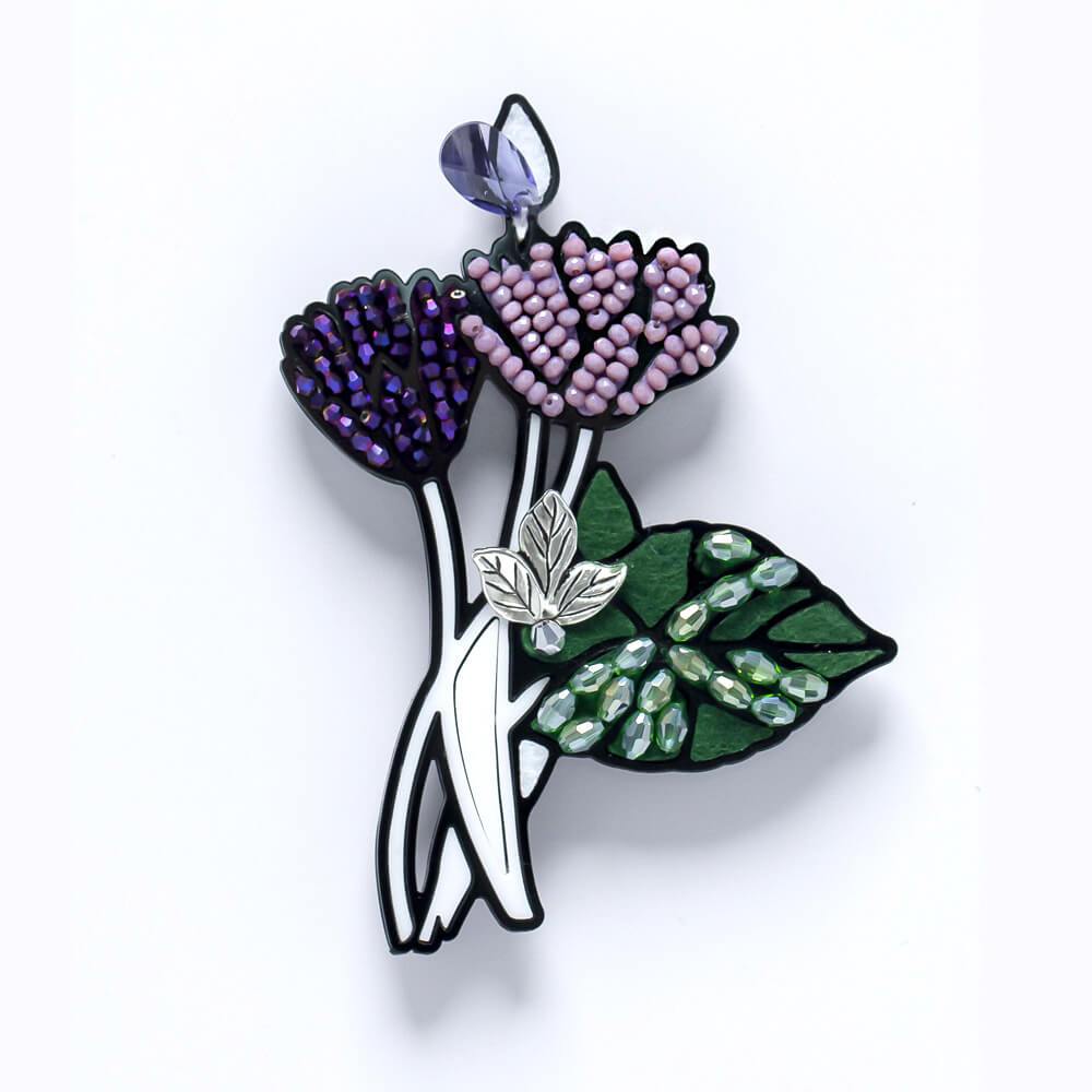 Lilac Flowers Magnetic Brooch