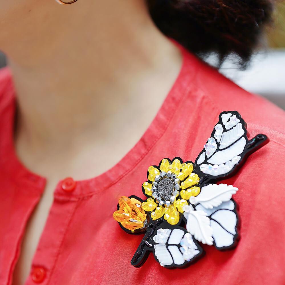 Yellow Wild Flower Magnetic Brooch